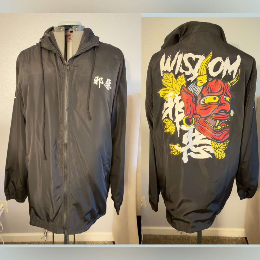 🛍️Black Graphic Windbreaker Jacket
